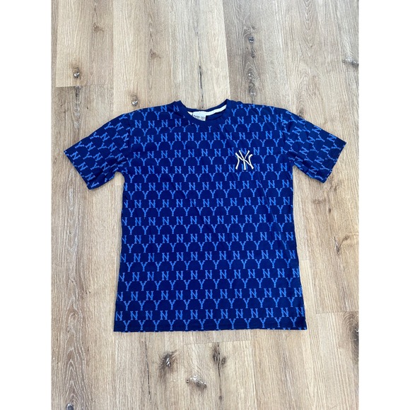 MLB Other - MLB New York Yankees All Over Print Monogram T-Shirt Blue NY Logo Mens Medium